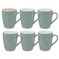5Five Koffiemokken Colorama - 12x stuks - Keramiek - mintgroen - 380 ml - 9 x 11 cm