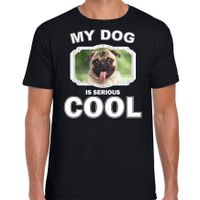 Mopshond honden t-shirt my dog is serious cool zwart voor heren Mopshond honden t-shirt my dog is serious cool zwart voor heren