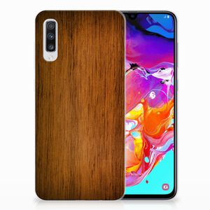 Samsung Galaxy A70 Bumper Hoesje Donker Hout