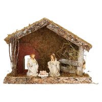 Complete kerststal met 3x st kerststal beelden - H25 cm - Kerststallen - thumbnail