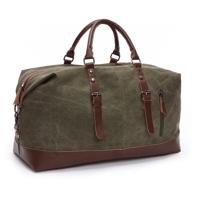 Canvas Leather Men Travel Bags Carry on Luggage Bags Men Duffel Bags Handbag Travel(Green)