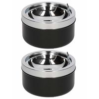 2x Klep/terras asbakken zwart 11 cm