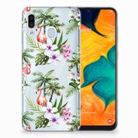 Samsung Galaxy A30 TPU Hoesje Flamingo Palms