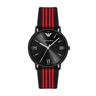 Horlogeband Armani AR11015 Leder/Textiel Zwart 22mm