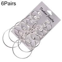 6 paar/set vrouwen Steampunk Fashion cirkel hoepel oorbellen (zilver)