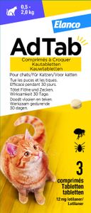 AdTab kauwtablet tegen vlooien en teken voor katten van 0,5 tot 2 kg