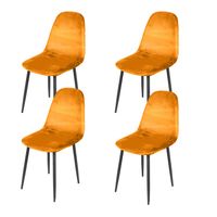 Gebor - Set Van 4 Eetkamerstoelen Fluweel – Model Inoui - Modern Ontworpen Stoel – Mosterd Geel Velvet – Design - thumbnail