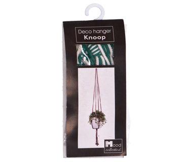 In the Mood Collection bloempothouder donkergroen wit Macrame 110 cm