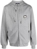 Dolce & Gabbana hoodie en coton à plaque logo - Gris - thumbnail