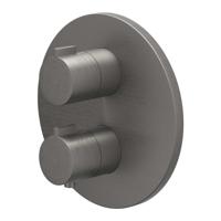 Afbouwdeel IVY Pact Inbouwthermostaat Stop-Omstel Met Rond Rozet Geborsteld Metal Black PVD IVY