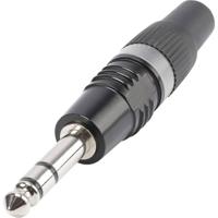 Hicon HI-J63SP-B Jackplug 6,35 mm Stekker, recht Aantal polen: 3 Stereo Zwart, Zilver 1 stuk(s)