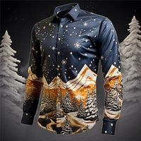 tree mountain casual herenoverhemd outdoor street fallamp; winter turndown zwart geel donker marineblauw sml shirt met lange mouwen Lightinthebox