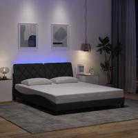 Bedframe met LED zonder matras 160x200 cm stof donkergrijs