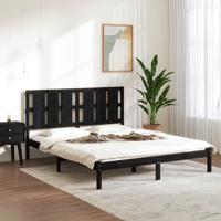 Bedframe massief hout zwart 150x200 cm