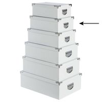 5Five Opbergdoos/box - wit - L32 x B21.5 x H12 cm - Stevig karton - Whitebox - Opbergbox - thumbnail