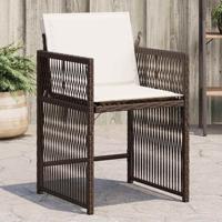 Tuinstoelen 4 st met kussens poly rattan bruin