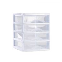 Plasticforte Ladeblokje/bureau organizer 4x lades - wit/transparant - L18 x B21 x H23 cm - plastic - Ladeblok