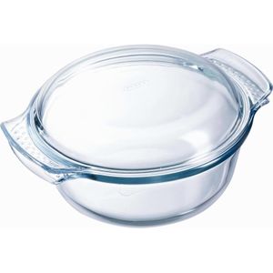 Ovenschaal met deksel - glas - rond - 1,3 liter - 18 x 10 x 21 cm