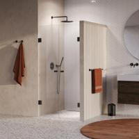 Brauer Void - Carving Pendeldeuren - Helder Glas - 100 x 200 cm - incl. Glascoating - PVD Gunmetal Geborsteld