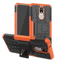 Schokbestendige PC + TPU Tire patroon Case voor LG K40 met houder (oranje)