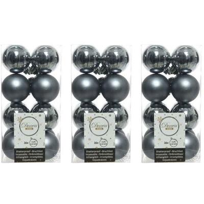 Decoris kleine kerstballen - 48x st - grijs/blauw - 4 cm - kunststof - onbreekbare kerstballen Decoris kleine kerstballen - 48x st - grijs/blauw - 4 cm - kunststof - onbreekbare kerstballen