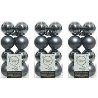 Decoris kleine kerstballen - 48x st - grijs/blauw - 4 cm - kunststof - onbreekbare kerstballen