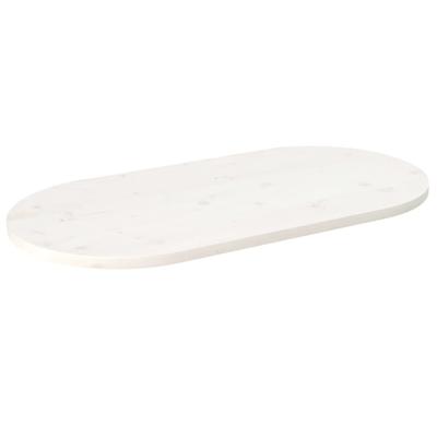 Tafelblad ovaal 90x45x2,5 cm massief grenenhout wit