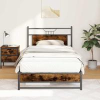 Bedframe zonder matras spaanplaat gerookt eikenkleurig