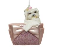 ornament glas L10b5.5h10.5 cm roze kerst - Decoris