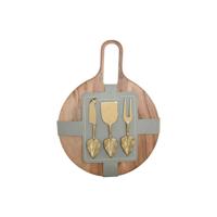 Snijplank Home ESPRIT Gouden Natuurlijk Modern 30 x 40 x 1,5 cm (4 Onderdelen)