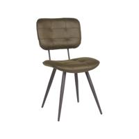 LABEL51 Eetkamerstoel Gus - Army green - Microfiber - Black Frame