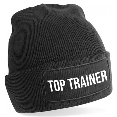 Trainer muts voor volwassenen - zwart - top Trainer - wintermuts - beanie - one size - unisex Trainer muts voor volwassenen - zwart - top Trainer - wintermuts - beanie - one size - unisex