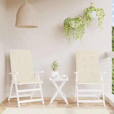 Stoelkussens 2 st hoge rug oxford stof crmekleurig
