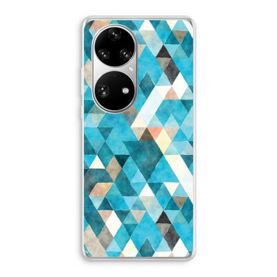 Gekleurde driehoekjes blauw: Huawei P50 Pro Transparant Hoesje