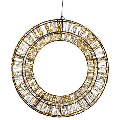 Verlichte krans/decoratie ring -?D36 cm -?1200 led lampjes?-warm wit - metaal - kerstkrans