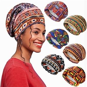 damespulloverhoed, slaaphoed met Afrikaanse print, dubbellaagse binnenlaag met kleurding, verstelbare elastische haarbeschermingshoed Lightinthebox