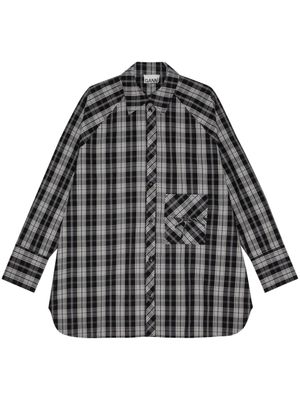 GANNI chemise volantée à motif tartan - Noir