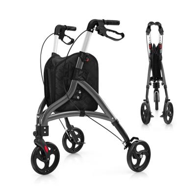 Loopwagen Voor Senioren Opvouwbare Rollator met Lichtgewicht Aluminium Frame 20 cm Grote Wielen Grijs