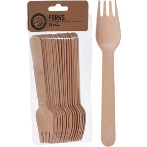 Wegwerp bestek van hout - vorken - 60x stuks - Verjaardag of BBQ bestek - 16 cm
