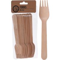Wegwerp bestek van hout - vorken - 60x stuks - Verjaardag of BBQ bestek - 16 cm