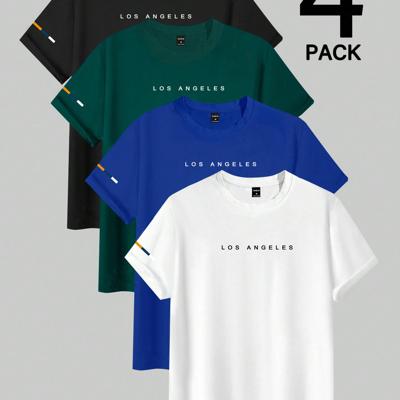 Bon&Bon Men's Letter Print Short Sleeve T-Shirt - 4 Piece Set Multicolor8 / S