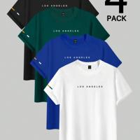 Bon&Bon Men's Letter Print Short Sleeve T-Shirt - 4 Piece Set Multicolor8 / S