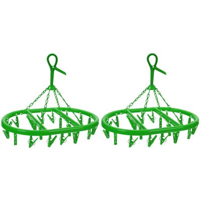 2x stuks droogcarrousel/droogmolentje groen met 20 knijpers