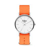 Colori XOXO 5 COL555 Horloge geschenkset met Armband - Nato Band - Ø 36 mm - Oranje / Zilverkleurig