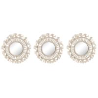 Set spiegels Home ESPRIT Wit Boho 20 x 1 x 20 cm (3 Onderdelen)