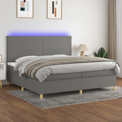 Boxspring met matras en LED stof donkergrijs 200x200 cm