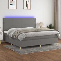 Boxspring met matras en LED stof donkergrijs 200x200 cm