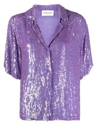 P.A.R.O.S.H. chemise brodée de sequins à manches courtes - Violet