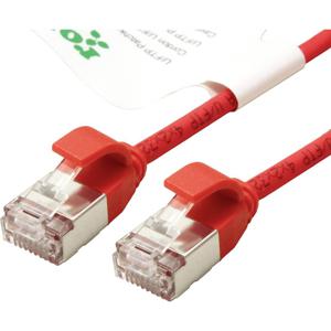 ROLINE GREEN F/UTP DataCenter Patchkabel Cat.6A (Class EA), LSOH, extra dun, rood, 0,15 m