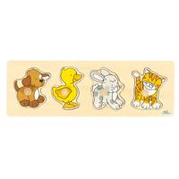 Goki houten noppenpuzzel hond eend konijn poes Goki houten noppenpuzzel hond eend konijn poes